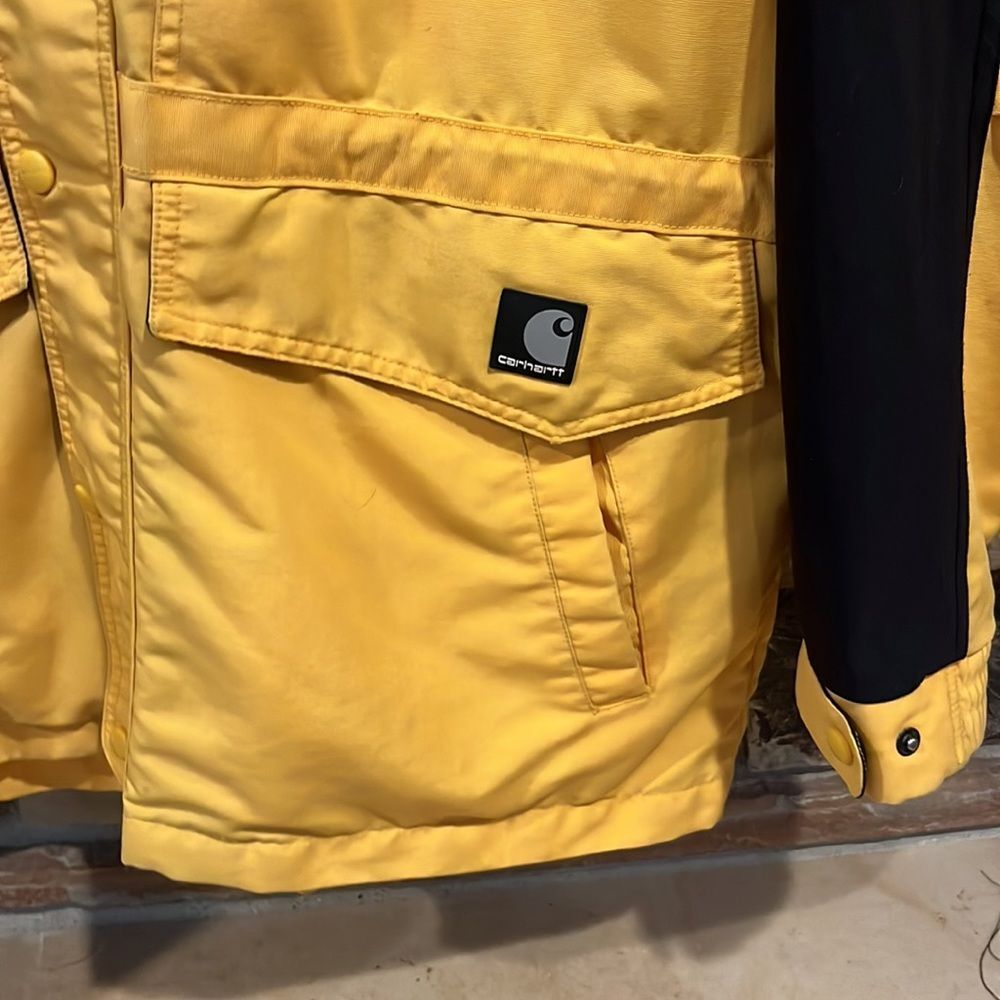Carhartt Parka Coat Yellow and Black Heavy Cotton Mesh Lined Workwear - Picture 2 of 11